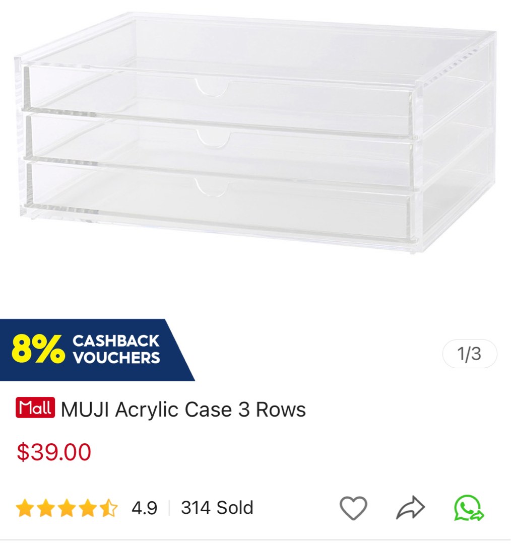 Muji Storage Box/Jewelry Acrylic Box, Furniture & Home Living, Home
