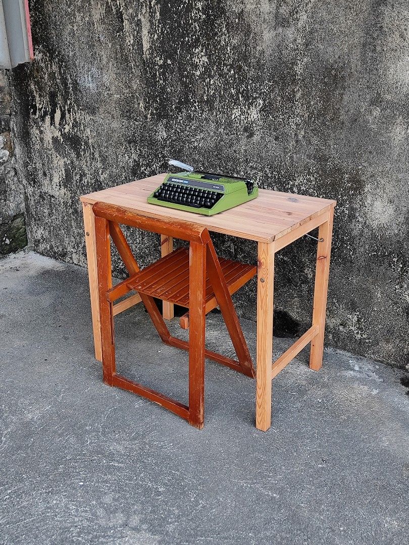 Muji Working Table, Folding Chair Set Pinewood folding table, with a