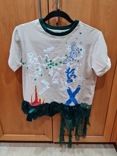Mukzin Lace and Ruffle Hem Shirt