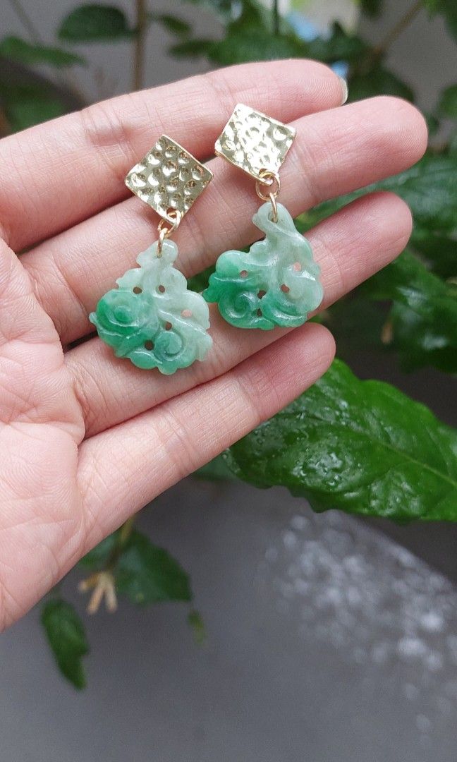 Natural online jade earrings