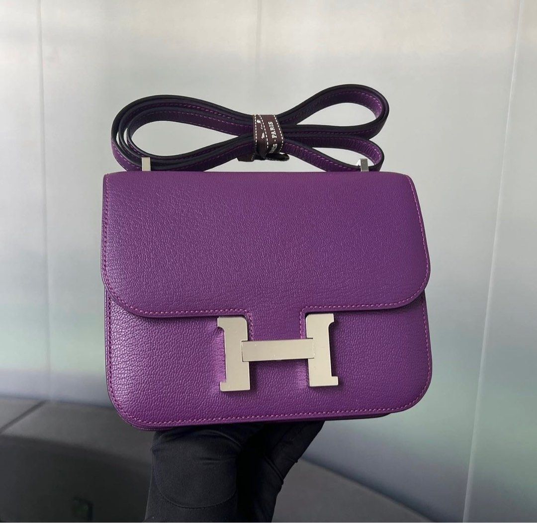 Unused Hermes Constance Mini Ostrich Violet PHW