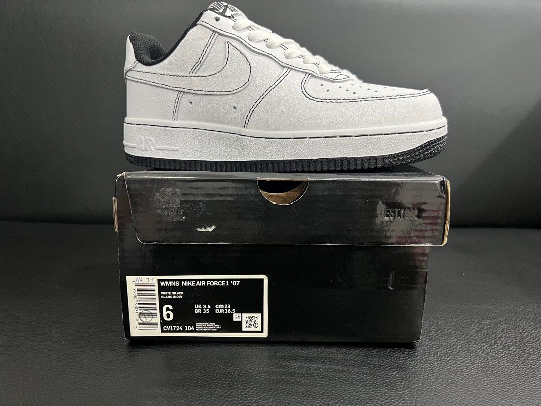 Nike Air Force 1 Black Stitch, Women's Fashion, Footwear, Sneakers on  Carousell