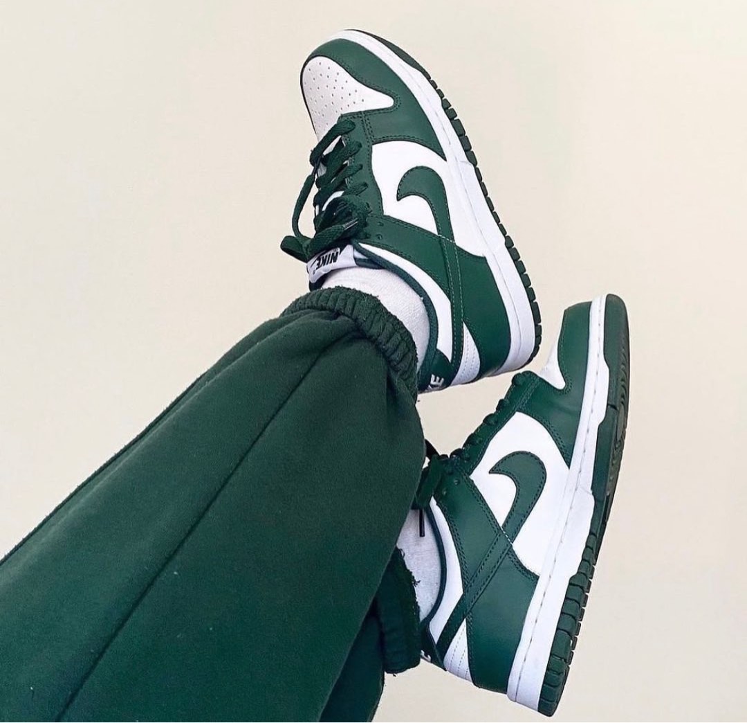 spartan green dunk high on feet