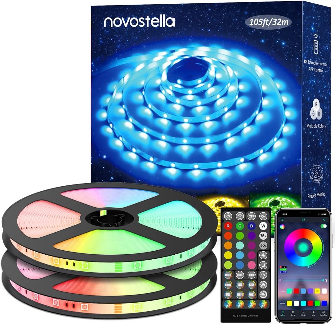 Novostella 52.5ft 16M RGB LED Strip Lights, Color Changing Stage Light,  Party Light