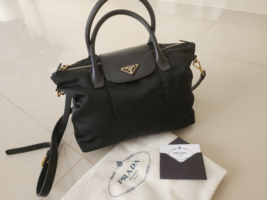 Prada tessuto clearance saffiano nero