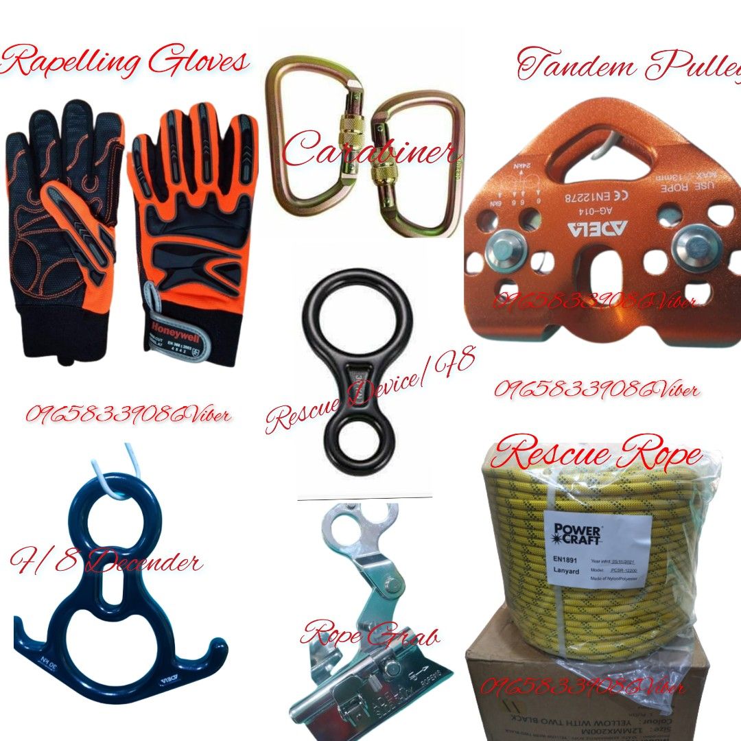 Rapelling Tools,Rescue Rope,Tandem,Figure8,Rope Grab,Carabiner
