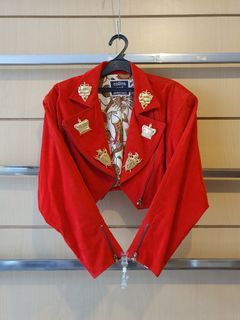 Rare! COLLINS & AIKMAN Oversized Red Cropped Jacket