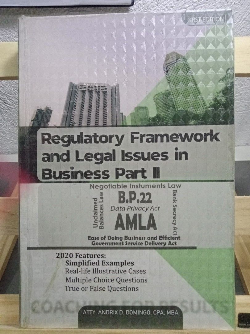 Regulatory framework and legal issues in business part ii hobbies