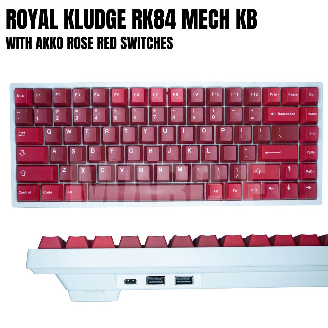 Royal Kludge RK84 Mechanical Keyboard (With Akko Rose Red Switches