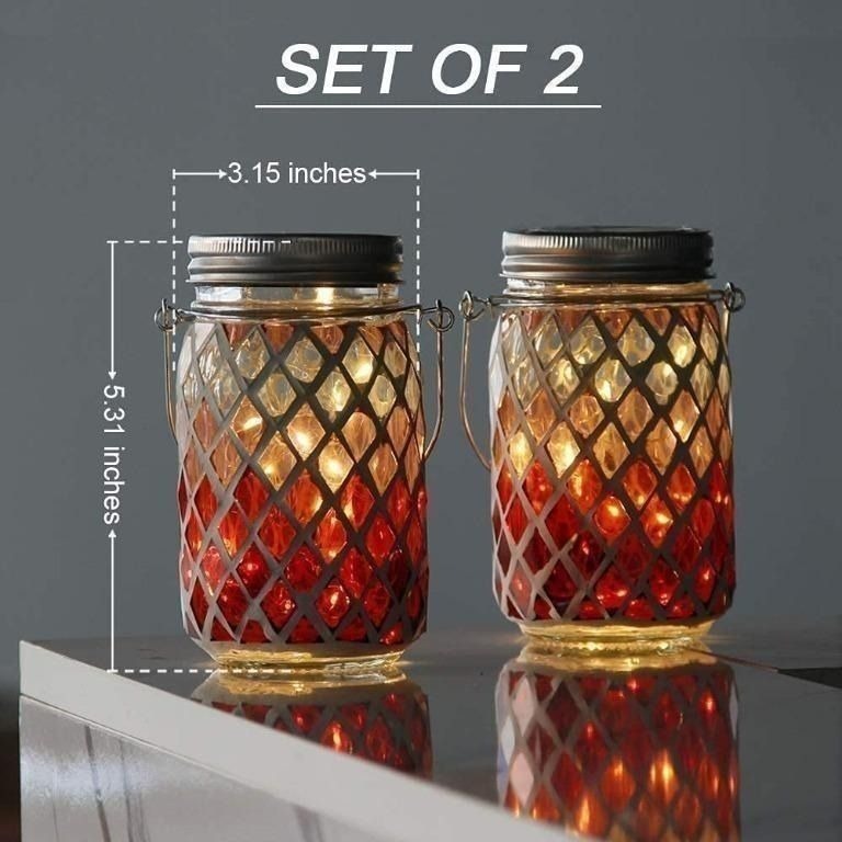 (SALE) MJ PREMIER 2-Pack Hanging Solar Lantern, Outdoor Garden Mason Jar  Solar Lights, Waterproof Landscape Battery Powered Cordless Lamp for Patio,  Decorative Lights for Yard Pathway Camping Picnic Hallway (Red), Furniture   Home Living ...