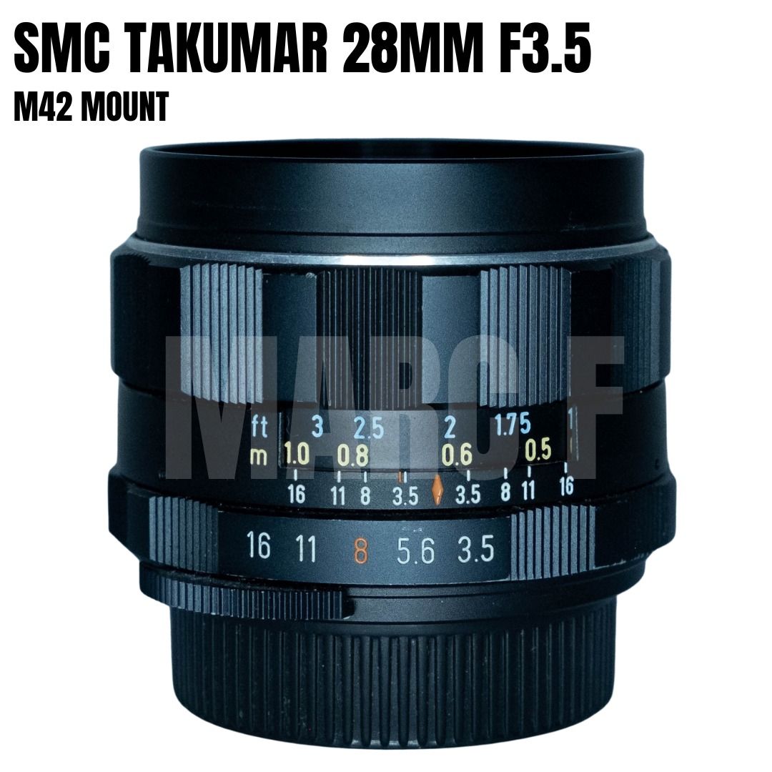 レンズフィルターペンタックス SMC タクマー 28mm F/3.5 フード付 