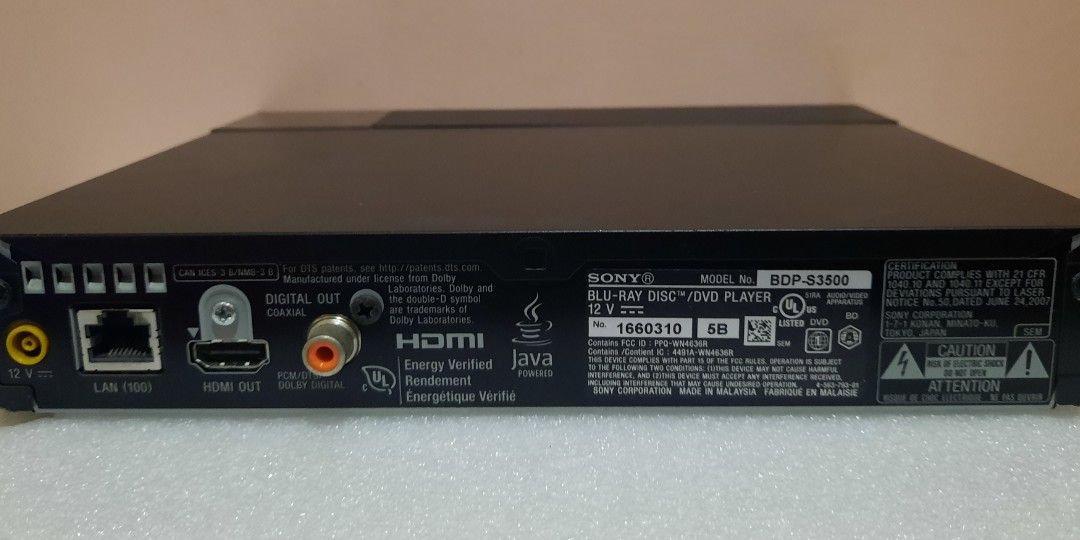 SONY BLU-RAY/DVD PLAYER (Wireless LAN Built in), TV & Home Appliances
