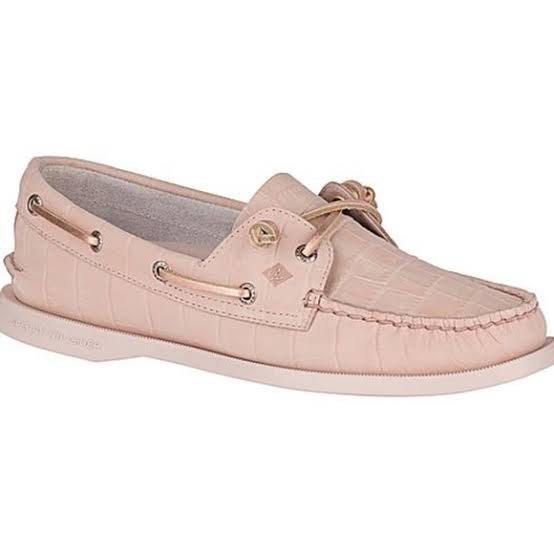 SPERRY Vida Croc Pink Rose Gold Boat Shoes Top Sider