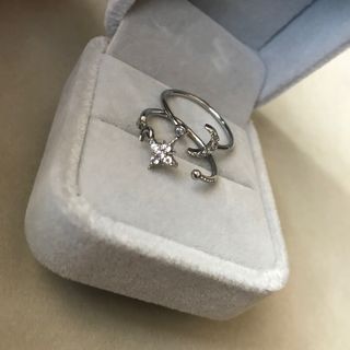 star&moon ring set- silver