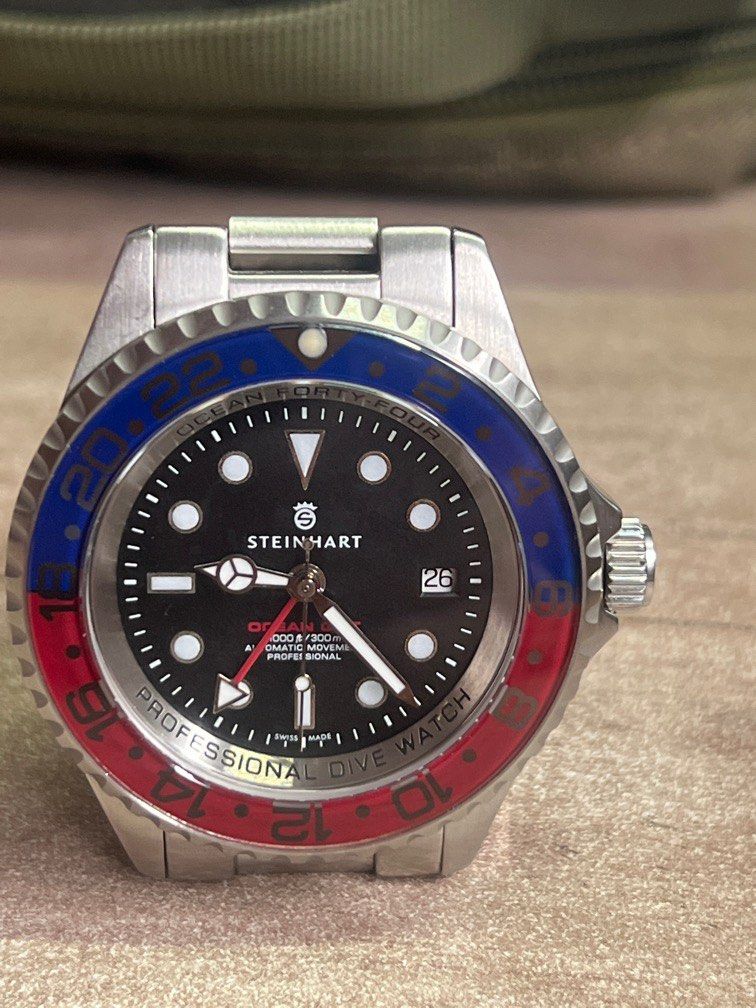 Steinhart Ocean 44 GMT Blue Red Diver watch Luxury Watches on