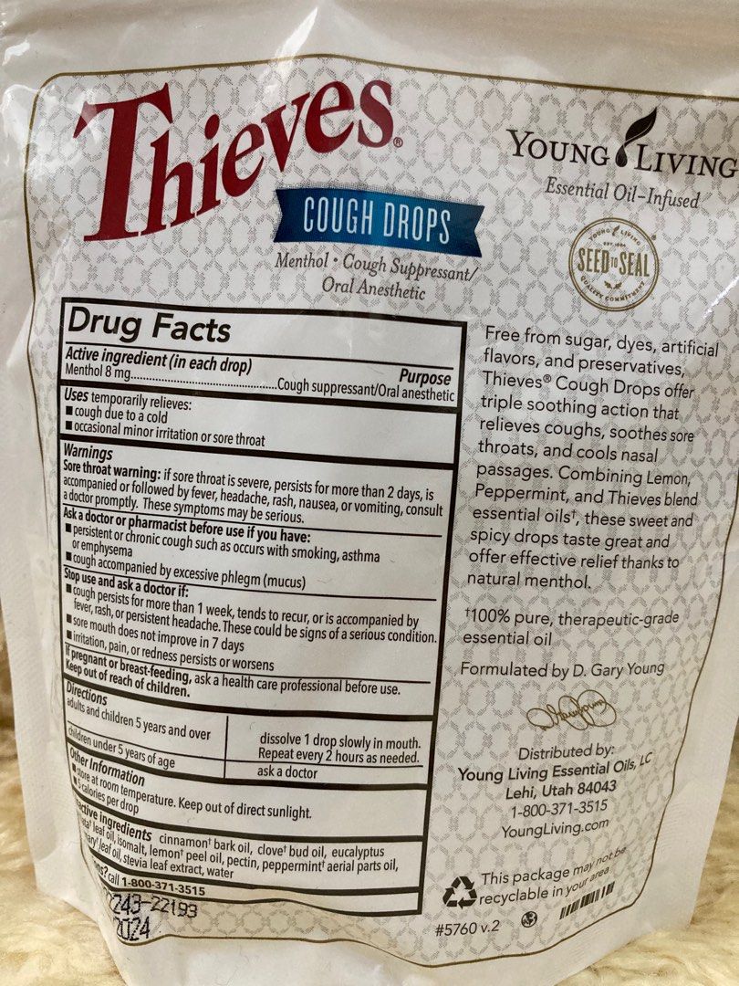 Thieves Cough Drops 30 drops Young Living, 健康及營養食用品, 健康補充品, 健康補充品 維他命
