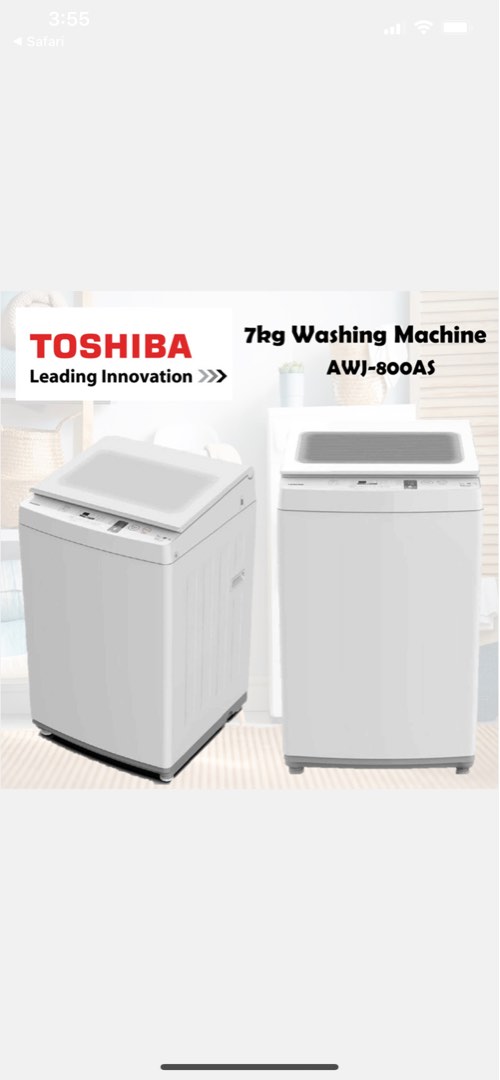 Toshiba Washing Machine excellent condition with warranty, TV & Home