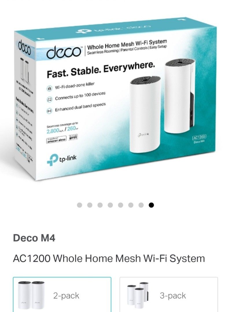 TP-Link Deco M4 AC1200 Whole Home Mesh WiFi System Full Gigabit Port ...