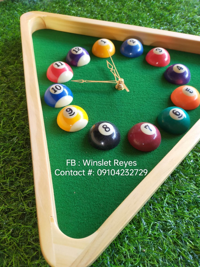Triangle Shape Billiard Pool Snooker Ball Wall Clock, Sports Equipment ...