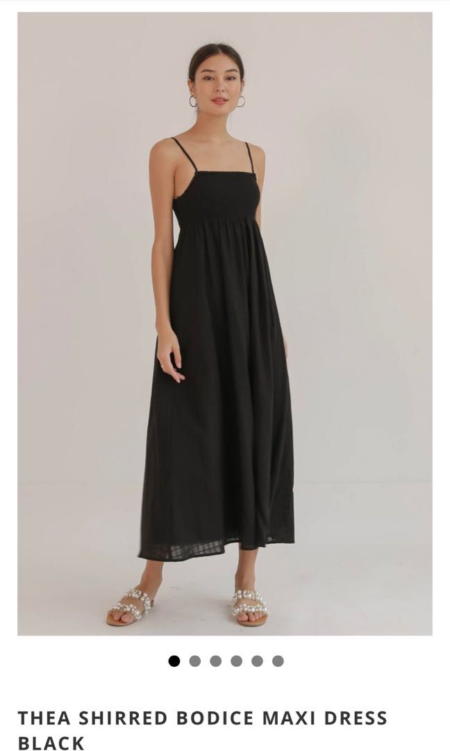 Shirred bodice maxi dress online