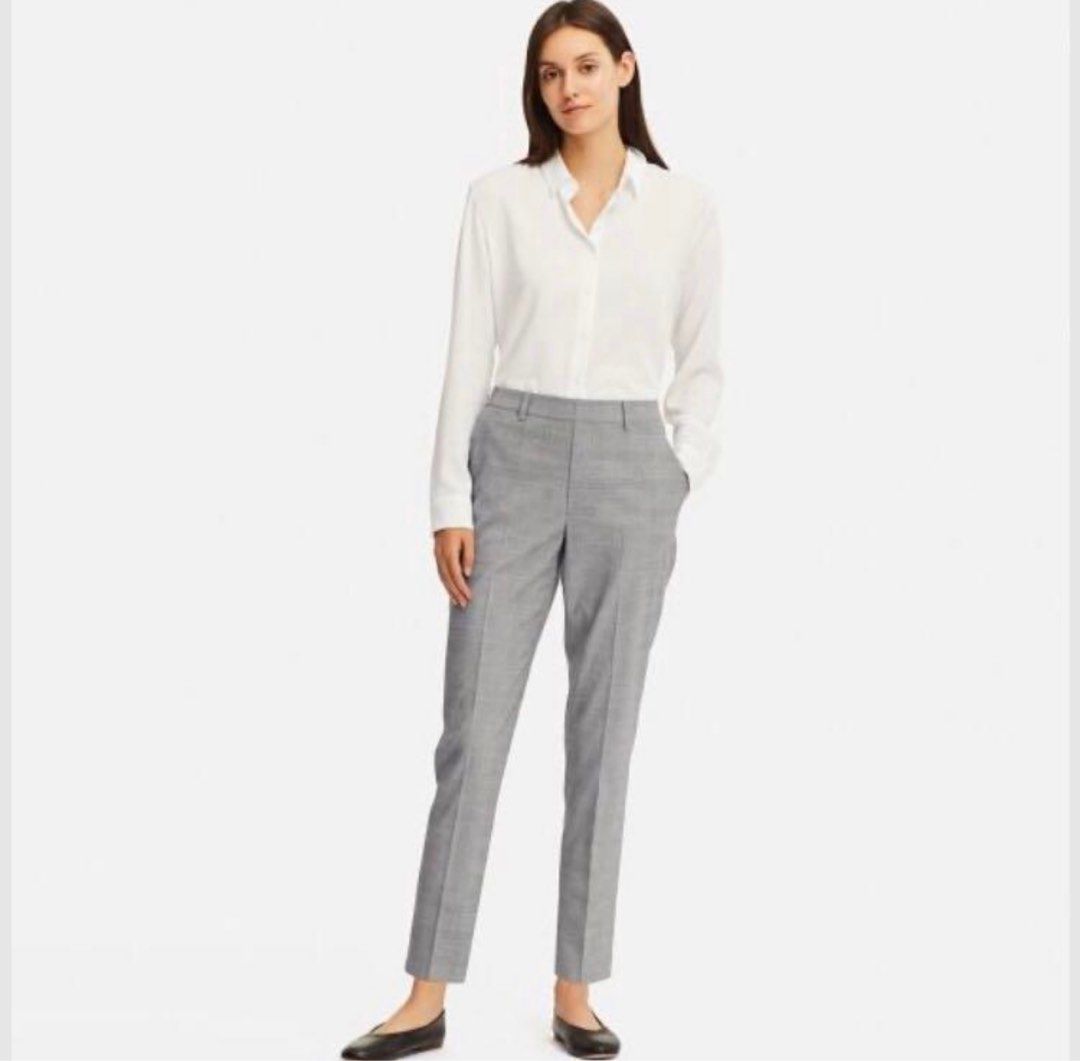 Uniqlo Pants - Grey Stripes Ezy Ankle Pants , Women's Fashion, Bottoms,  Other Bottoms on Carousell