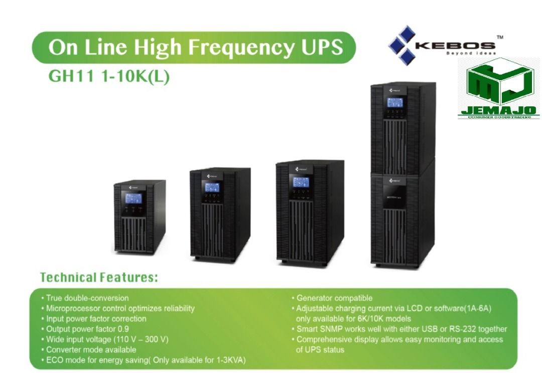 Kebos Ups 10KVA 9000W Single Phase GH11-10K L Tower Online Double