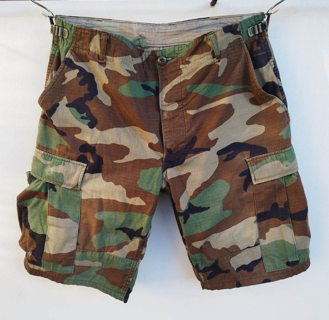 M65 Woodland Army Military Camo Cargo Shorts 6 Pockets RipStop