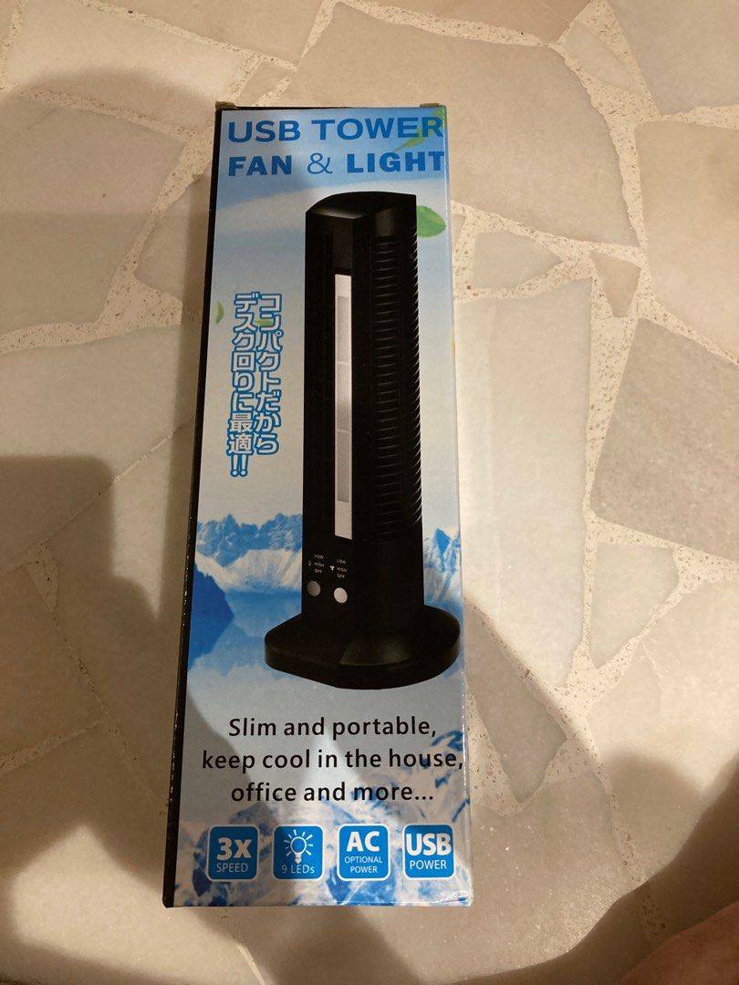 USB Tower Fan & Light, Furniture & Home Living, Lighting & Fans, Fans