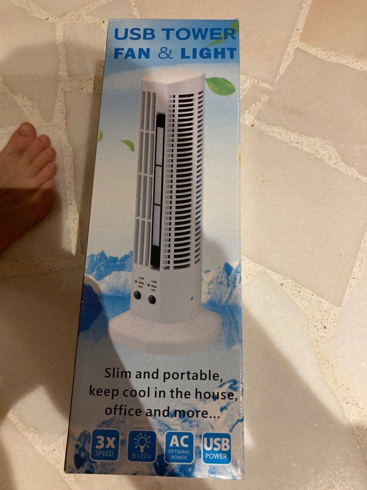 USB Tower Fan & Light, Furniture & Home Living, Lighting & Fans, Fans