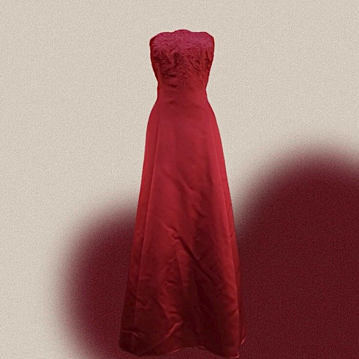 Red embroidered prom hotsell dress