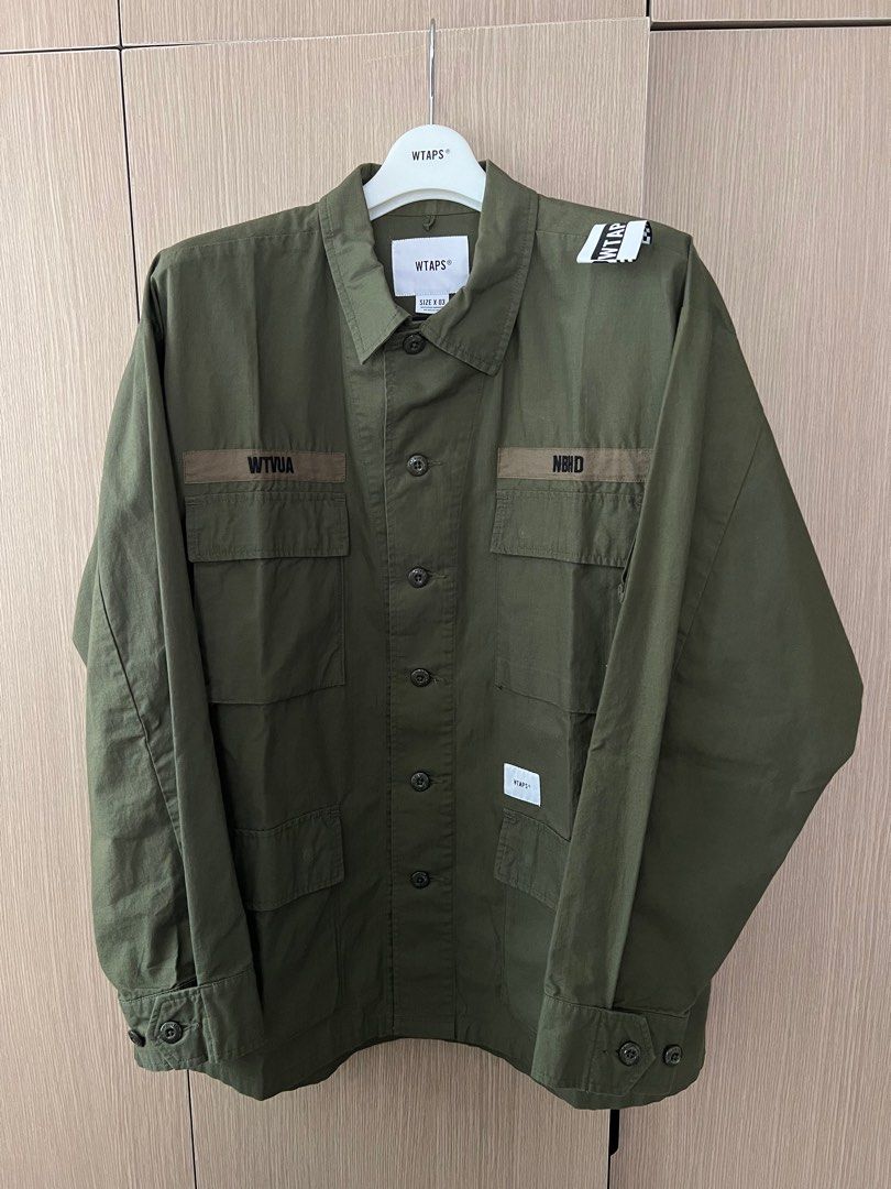 WTAPS x NEIGHBORHOOD JUNGLE LS SHIRT 19AW OLIVE DRAB SIZE L, 男裝