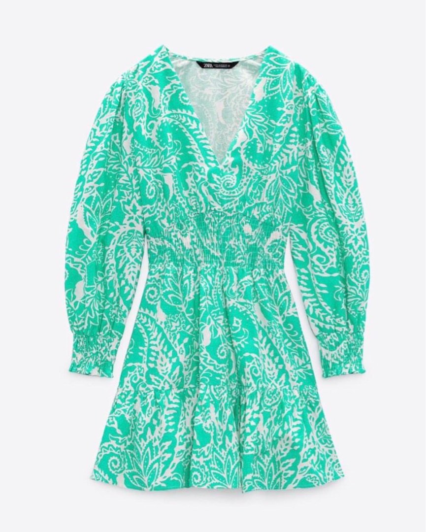 ZARA GREEN LINEN DRESS, Women's Fashion, Dresses & Sets, Dresses on