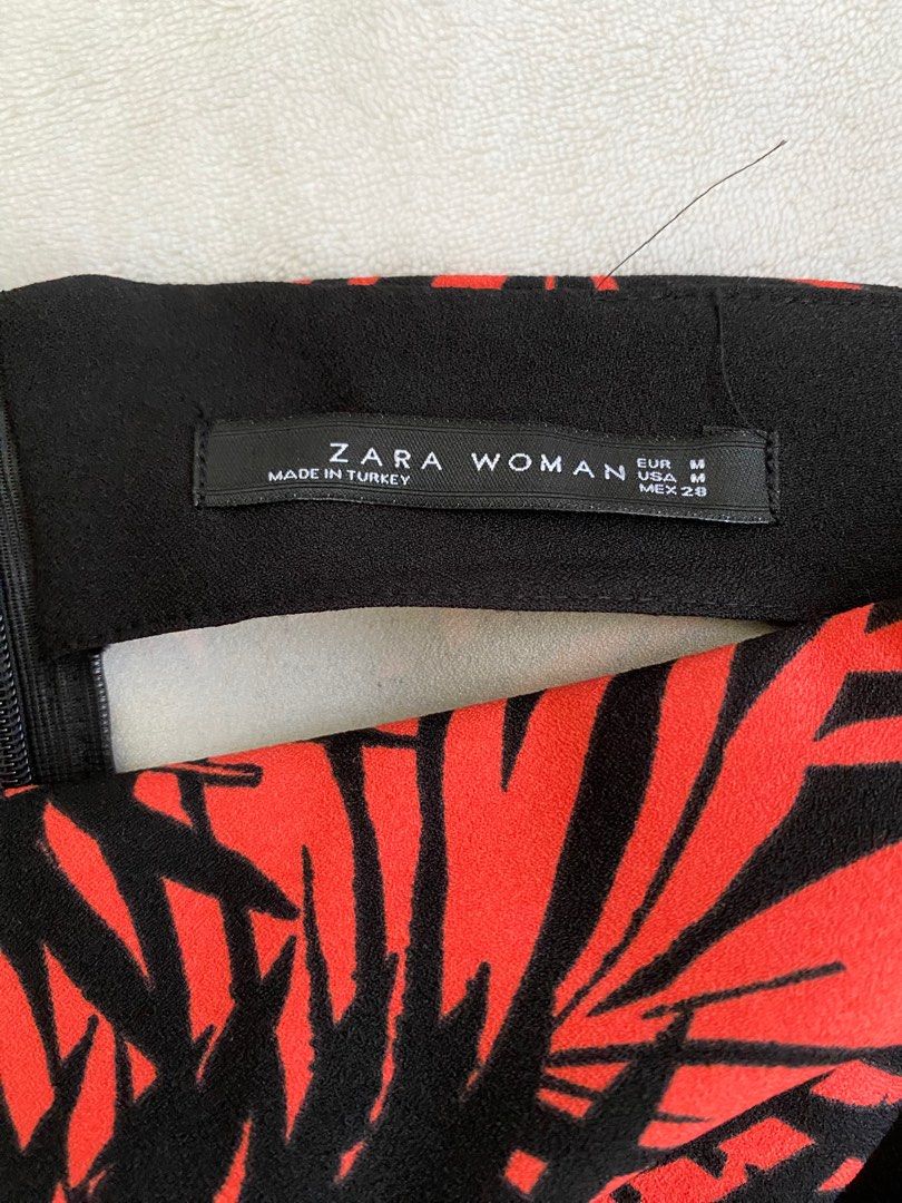 ZARA Palm Print Off Shoulder Dress, Women's Fashion, Dresses & Sets