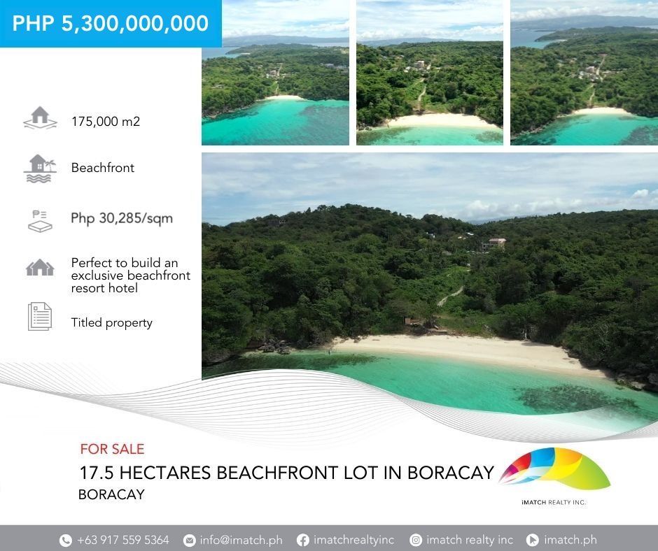 For Sale 17.5 Ha Boracay Beachfront Lot Near Puka Beach, Property, For