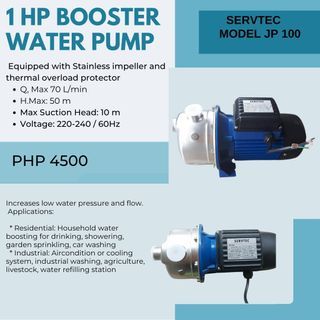 1HP booster Water Pump and Automatic Pump Control
