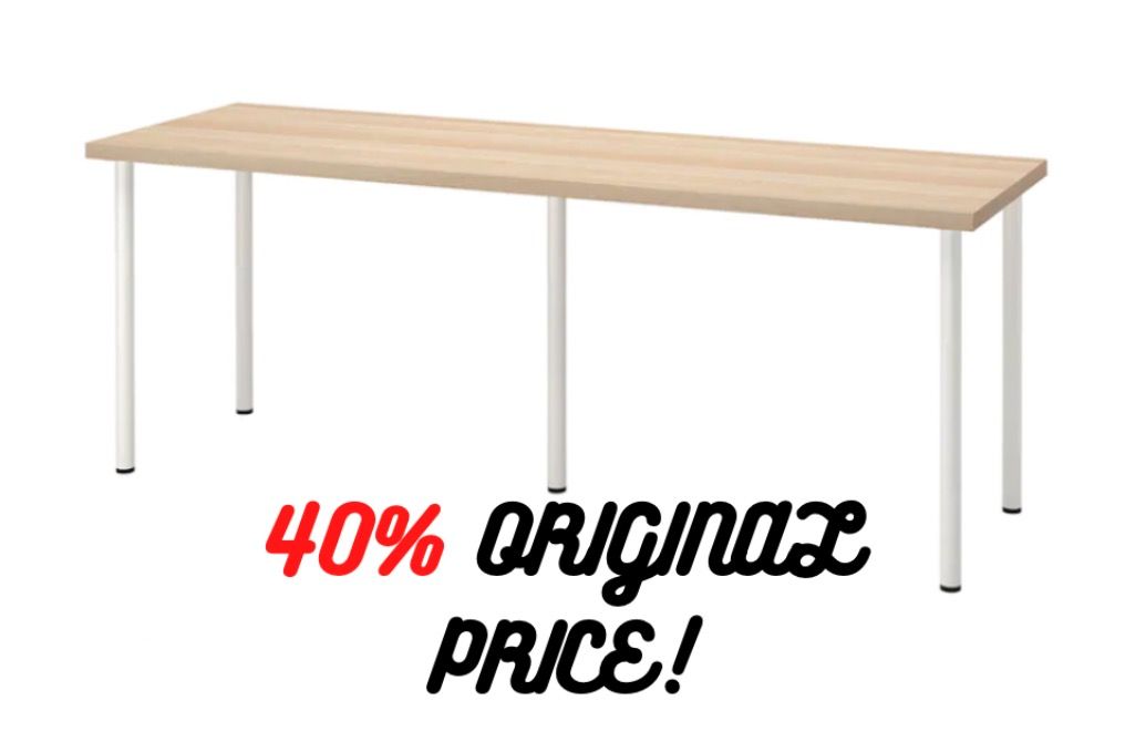 LINNMON / ADILS - Desk, white stained oak effect/black, 100x60 cm