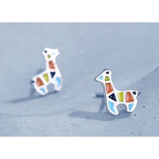 925 Silver Stud Earrings Giraffe Women s Fashion Jewelry