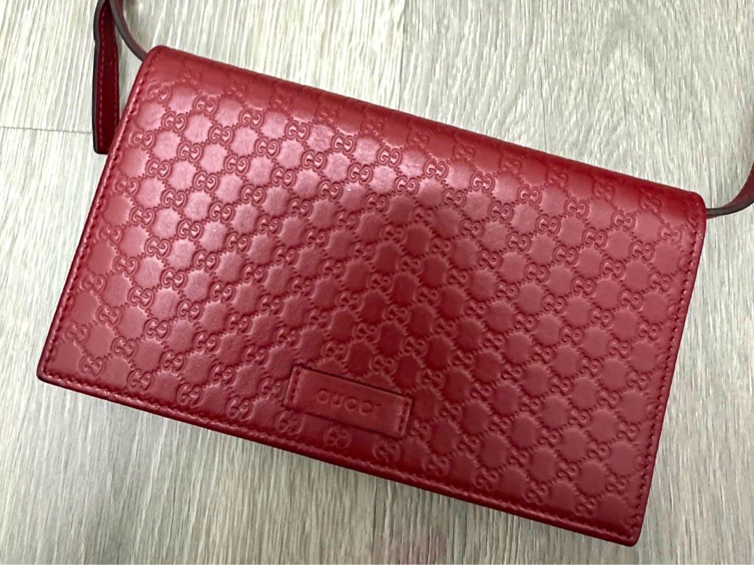 Authentic Leather Gucci Micro Guccissima Wallet on Chain WOC
