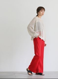 日牌 Select moca 紅色 側開岔 喇叭褲 紅 西裝褲日本代購