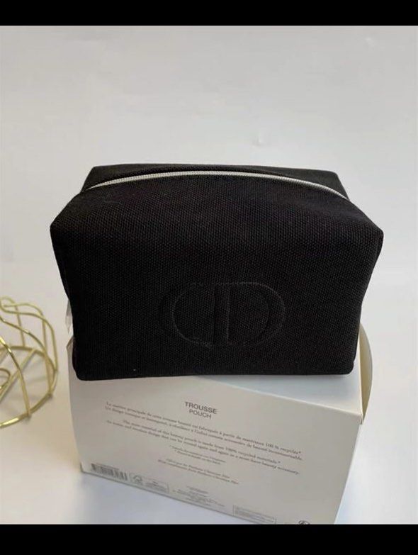 AUTHENTIC Dior black canvas makeup bag pouch travel organizer, Beauty