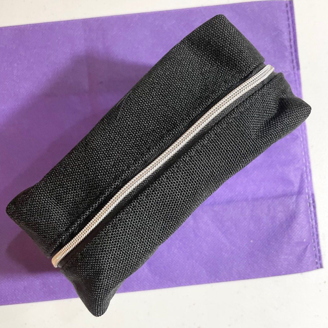 AUTHENTIC Dior black canvas makeup bag pouch travel organizer, Beauty