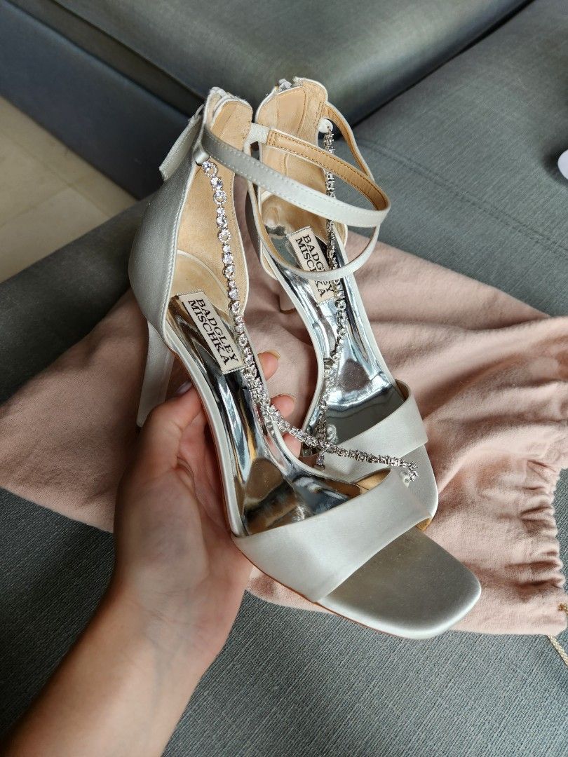 Badgley mischka white heels top