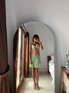 bali green set / top bikini & skirt