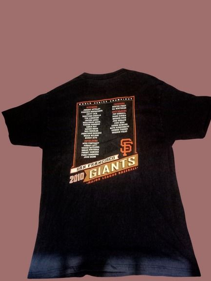 Baseball Tee San Franciso Giants Championship Tee (Category: Tshirts & Polo Shirts ) located in Manila. Submitted by da666ul (Listing ID 1211672540, Image 2). Description: San Franciso Giants Championship Tee 2010 Size Large Issue: Crackprints Majestic.Hanes.