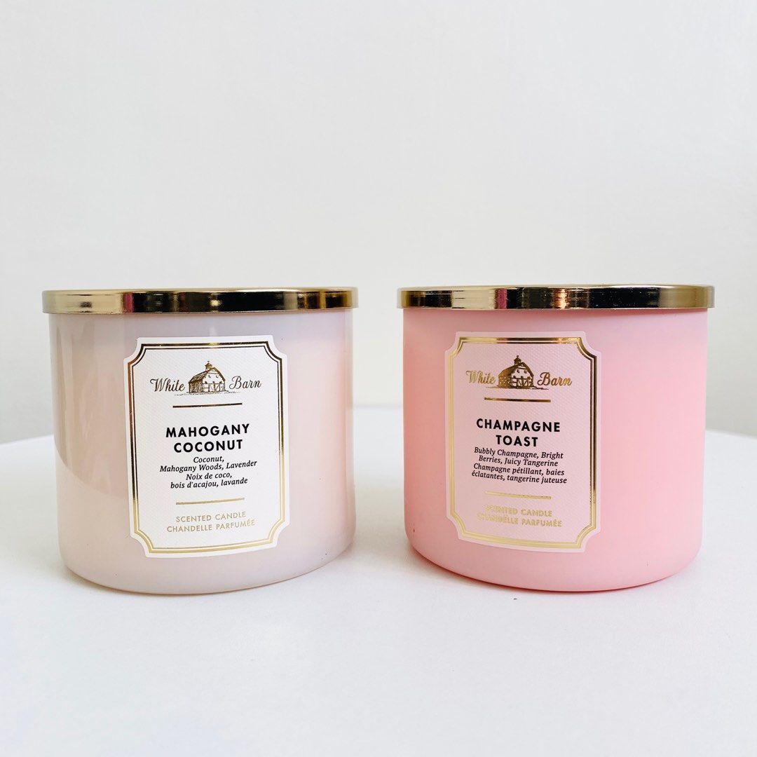 Bath & Body Works White Barn 3wick Candle Mahogany Coconut Champagne