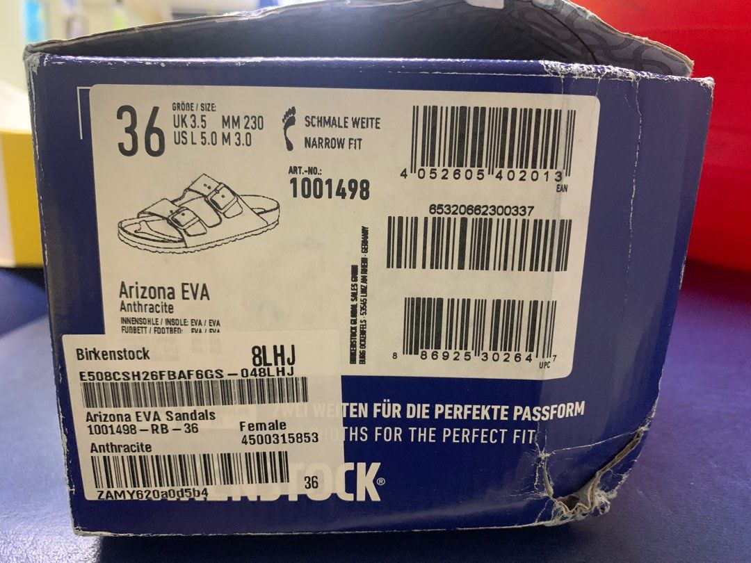 Birkenstock (Category: Flats & Sandals) located in Muntinlupa City. Submitted by djsvc (Listing ID 1211595599, Image 3). Description: 100 % Authentic brandnew with tag and box color: anthracite issue: damage box last price posted Picture may vary due to lighting. Mine mines SOLD. No cancellation. No rush shipping & order. NO RETURN, NO EXCHANGE. Payment first policy. MODE OF PAYMENT: online transfer (Gcash) Shipping will be shouldered by the clie
