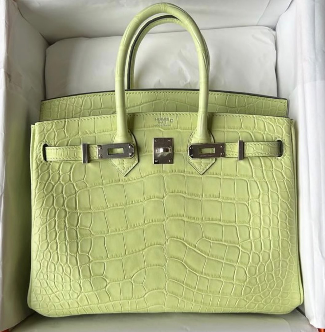 Hermes Constance Mini 18 Vert Jade Matte PHW Crocodile U stamp full W  receipt