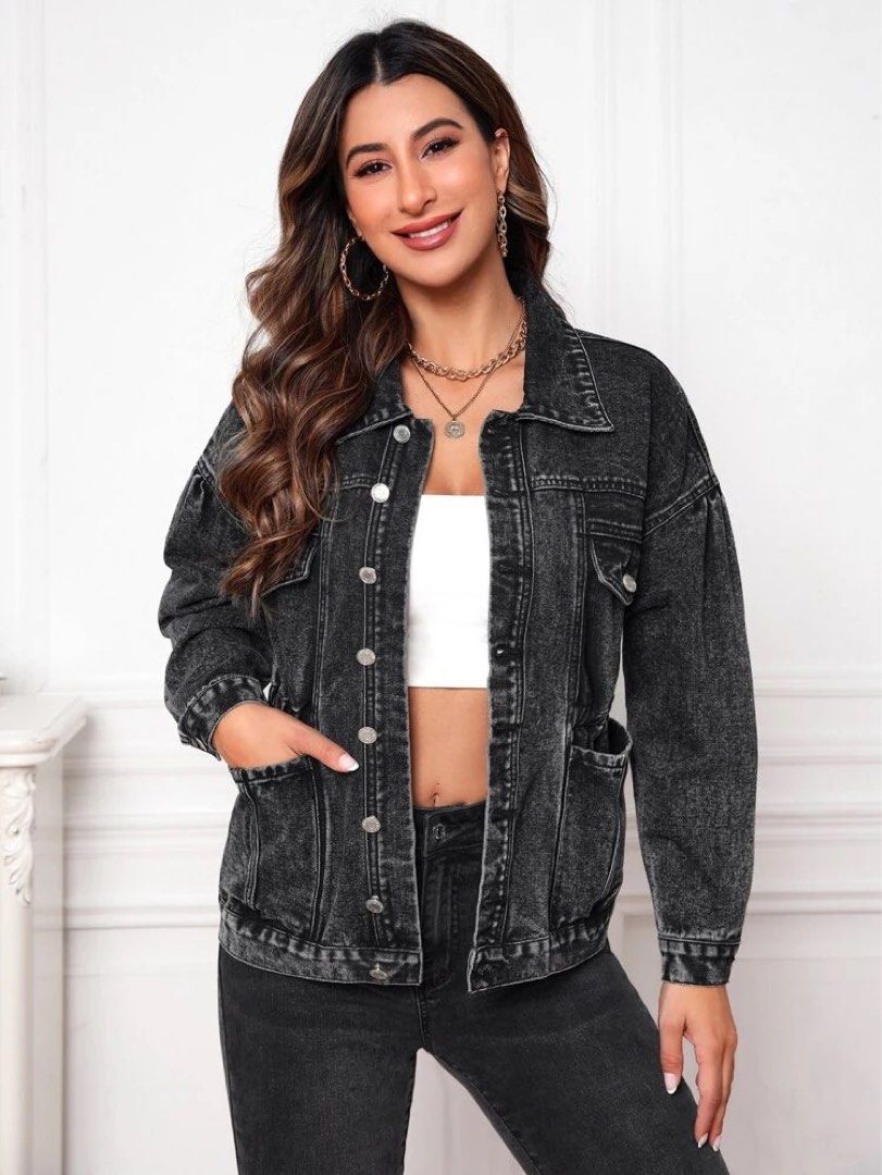 Black Denim Jacket, Women's Fashion, Coats, Jackets and Outerwear on
