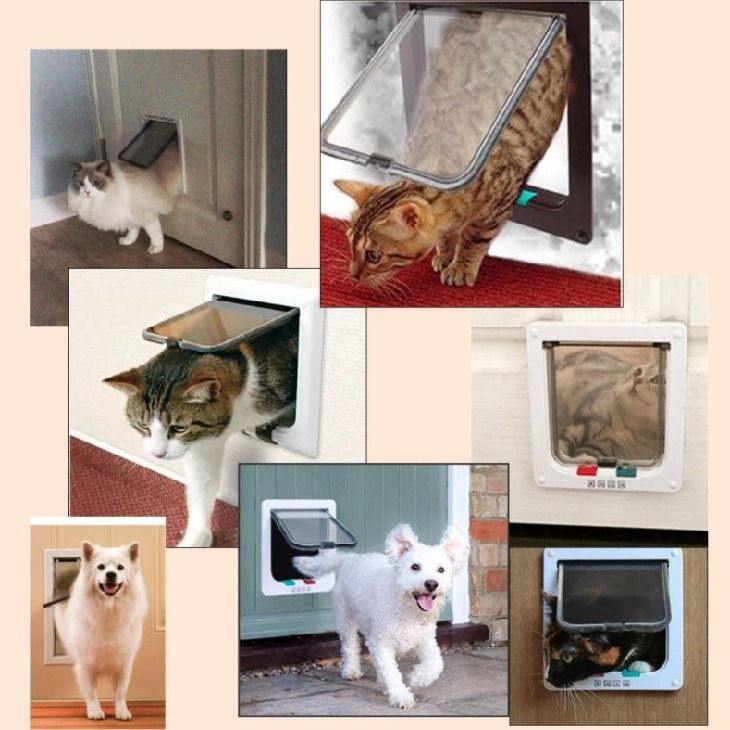Brand New Cat Door Pet Entry Magnetic Pet Flap Door 4 Way Locking Automatic Close Prevent Aircon Leakage available in size L and XL in Black Brown