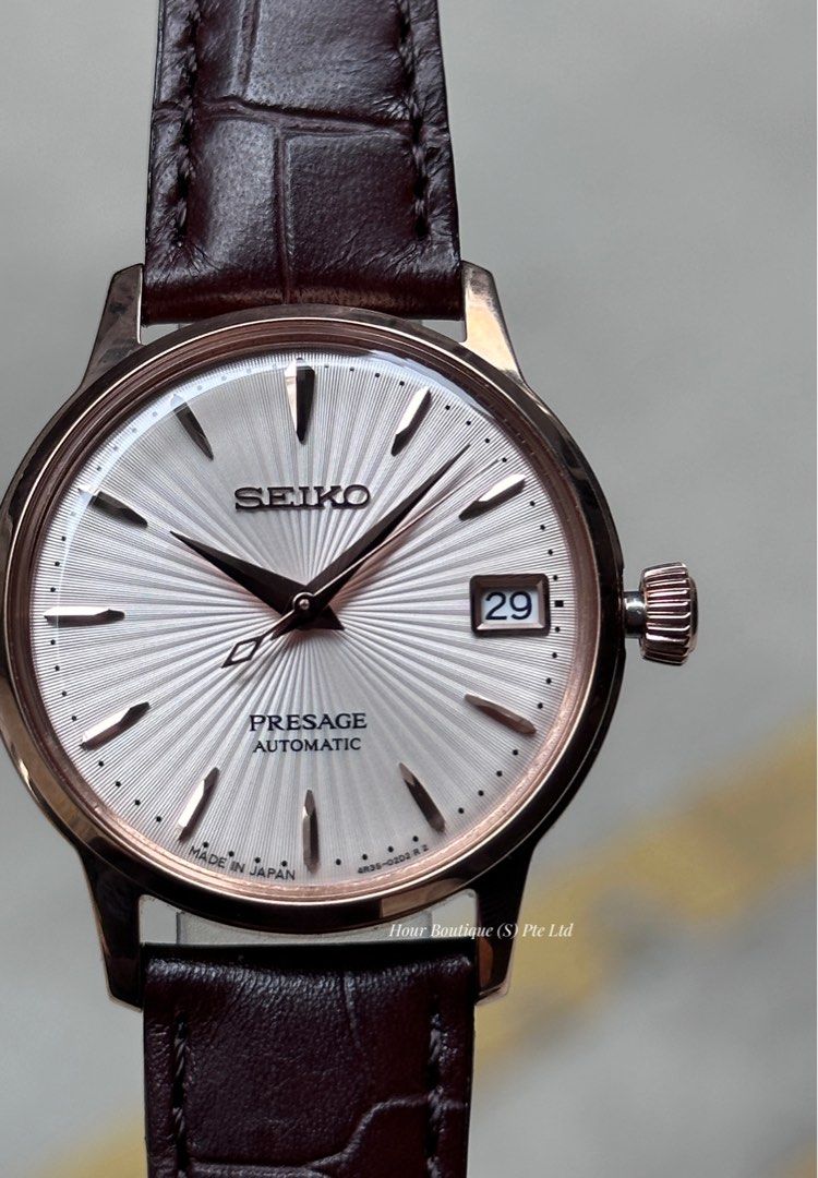 Brand New Seiko Presage Rose Gold Case with Pastel Pink Dial Cocktail Time  SRRY028, Women's Fashion, Watches & Accessories, Watches on Carousell